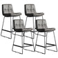 Scandinavian Low Back Coffee Shop Matte Finish Upholstered Bar Stools Dark Gray 4 Piece Set Counter Stool(26"H) Clearhalo 'Bar Furniture' 'Bar Stools' 'bar_stools' 'furn' 'furn_bar_stools' 'Furniture' 'furniture_bar_stools' 'Kitchen & Dining Furniture' 4985000