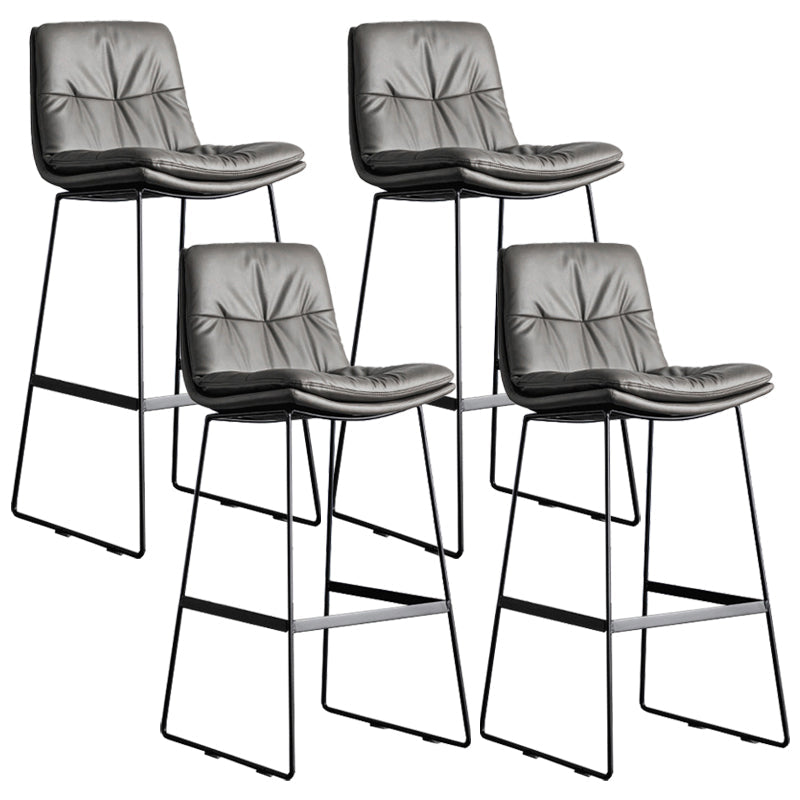 Scandinavian Low Back Coffee Shop Matte Finish Upholstered Bar Stools Dark Gray 4 Piece Set Bar Stool(30"H) Clearhalo 'Bar Furniture' 'Bar Stools' 'bar_stools' 'furn' 'furn_bar_stools' 'Furniture' 'furniture_bar_stools' 'Kitchen & Dining Furniture' 4985004