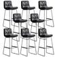 Scandinavian Low Back Coffee Shop Matte Finish Upholstered Bar Stools Black 8 Piece Set Bar Stool(30"H) Clearhalo 'Bar Furniture' 'Bar Stools' 'bar_stools' 'furn' 'furn_bar_stools' 'Furniture' 'furniture_bar_stools' 'Kitchen & Dining Furniture' 4985007