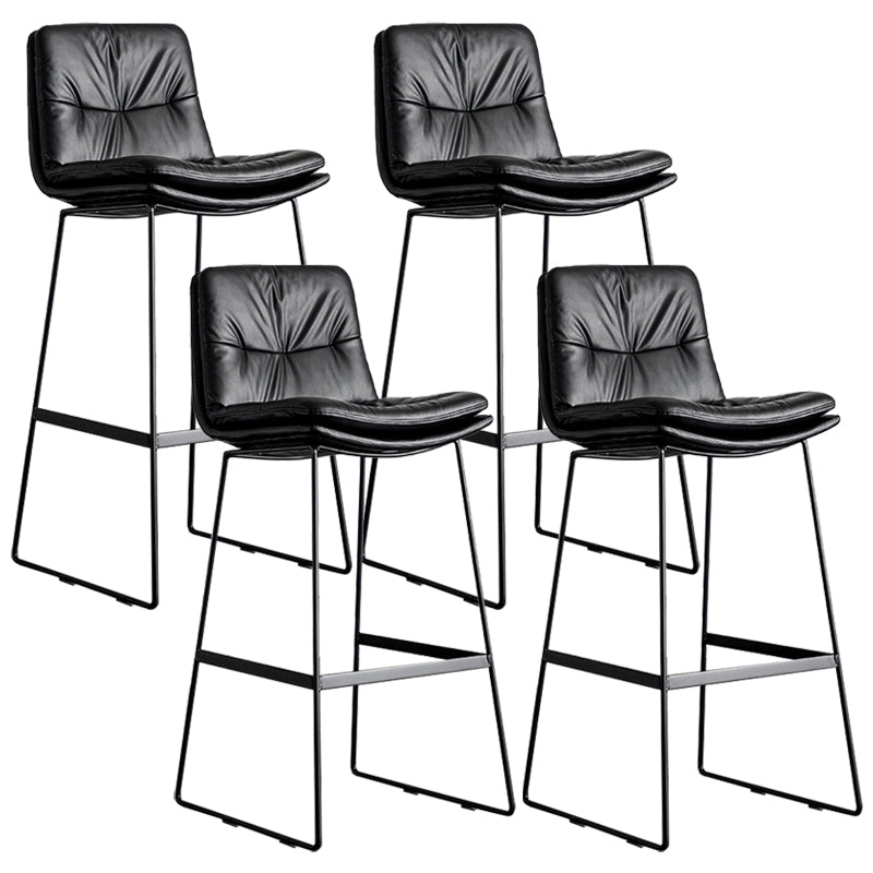 Scandinavian Low Back Coffee Shop Matte Finish Upholstered Bar Stools Black 4 Piece Set Bar Stool(30"H) Clearhalo 'Bar Furniture' 'Bar Stools' 'bar_stools' 'furn' 'furn_bar_stools' 'Furniture' 'furniture_bar_stools' 'Kitchen & Dining Furniture' 4985008