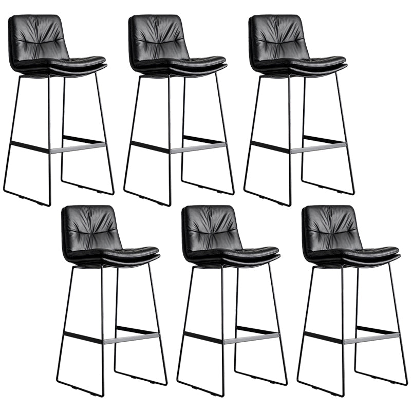 Scandinavian Low Back Coffee Shop Matte Finish Upholstered Bar Stools Black 6 Piece Set Bar Stool(30"H) Clearhalo 'Bar Furniture' 'Bar Stools' 'bar_stools' 'furn' 'furn_bar_stools' 'Furniture' 'furniture_bar_stools' 'Kitchen & Dining Furniture' 4985009