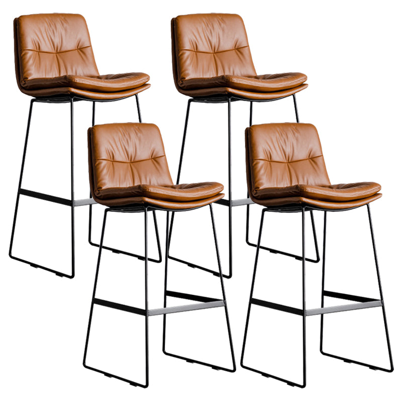 Scandinavian Low Back Coffee Shop Matte Finish Upholstered Bar Stools Brown 4 Piece Set Bar Stool(30"H) Clearhalo 'Bar Furniture' 'Bar Stools' 'bar_stools' 'furn' 'furn_bar_stools' 'Furniture' 'furniture_bar_stools' 'Kitchen & Dining Furniture' 4985016