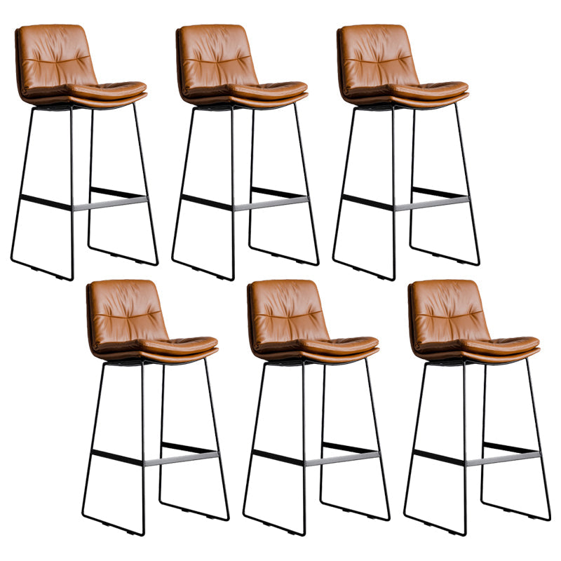 Scandinavian Low Back Coffee Shop Matte Finish Upholstered Bar Stools Brown 6 Piece Set Bar Stool(30"H) Clearhalo 'Bar Furniture' 'Bar Stools' 'bar_stools' 'furn' 'furn_bar_stools' 'Furniture' 'furniture_bar_stools' 'Kitchen & Dining Furniture' 4985017