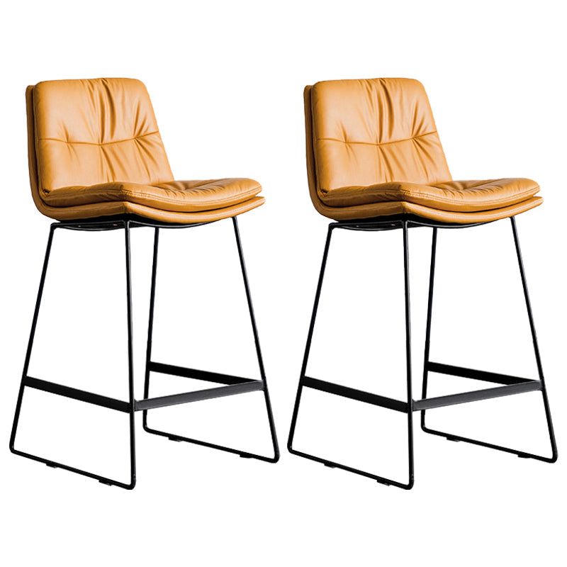Scandinavian Low Back Coffee Shop Matte Finish Upholstered Bar Stools Orange 2 Piece Set Counter Stool(26"H) Clearhalo 'Bar Furniture' 'Bar Stools' 'bar_stools' 'furn' 'furn_bar_stools' 'Furniture' 'furniture_bar_stools' 'Kitchen & Dining Furniture' 4985026