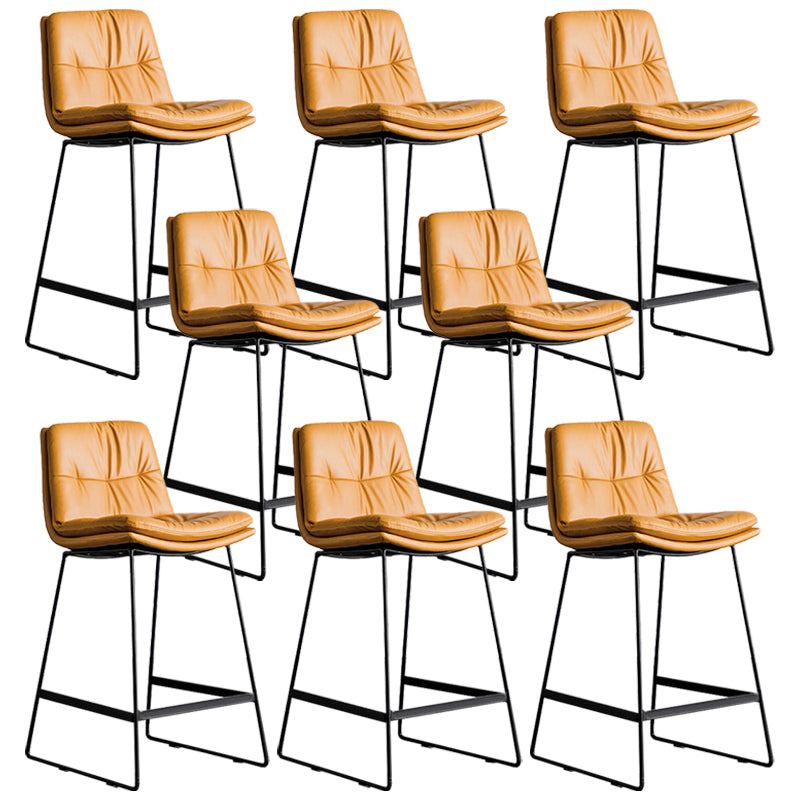 Scandinavian Low Back Coffee Shop Matte Finish Upholstered Bar Stools Orange 8 Piece Set Counter Stool(26"H) Clearhalo 'Bar Furniture' 'Bar Stools' 'bar_stools' 'furn' 'furn_bar_stools' 'Furniture' 'furniture_bar_stools' 'Kitchen & Dining Furniture' 4985027