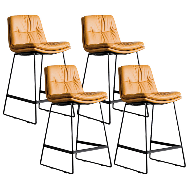 Scandinavian Low Back Coffee Shop Matte Finish Upholstered Bar Stools Orange 4 Piece Set Counter Stool(26"H) Clearhalo 'Bar Furniture' 'Bar Stools' 'bar_stools' 'furn' 'furn_bar_stools' 'Furniture' 'furniture_bar_stools' 'Kitchen & Dining Furniture' 4985028