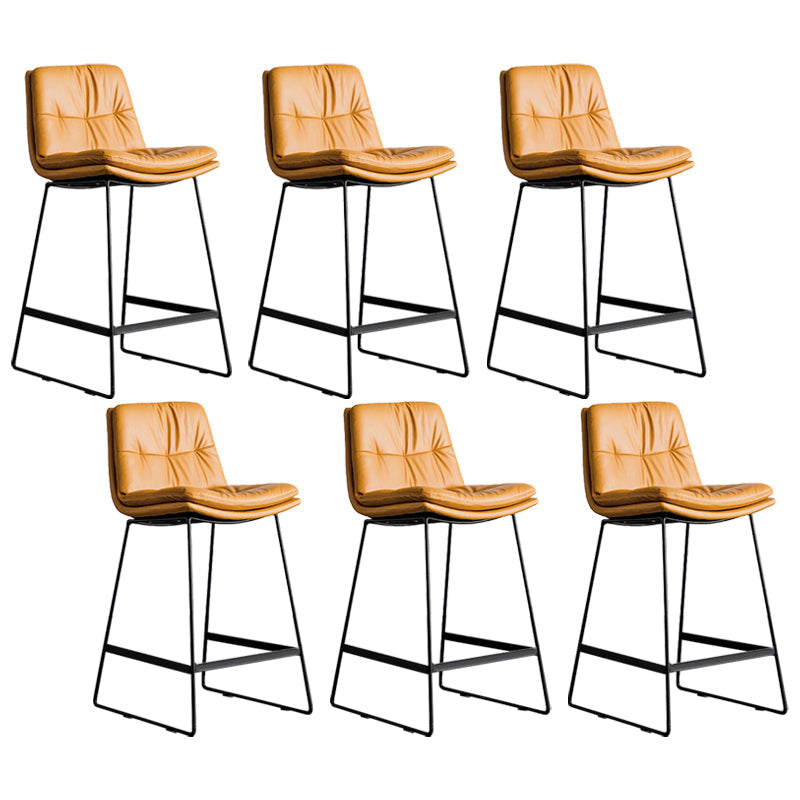 Scandinavian Low Back Coffee Shop Matte Finish Upholstered Bar Stools Orange 6 Piece Set Counter Stool(26"H) Clearhalo 'Bar Furniture' 'Bar Stools' 'bar_stools' 'furn' 'furn_bar_stools' 'Furniture' 'furniture_bar_stools' 'Kitchen & Dining Furniture' 4985029