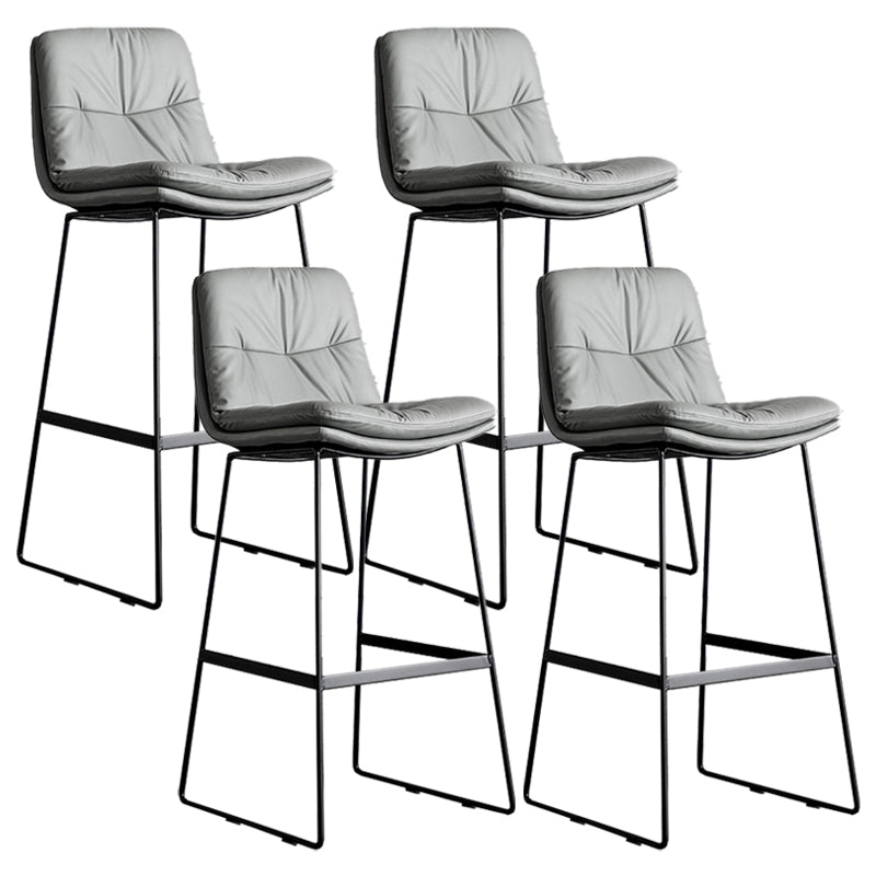 Scandinavian Low Back Coffee Shop Matte Finish Upholstered Bar Stools Light Gray 4 Piece Set Bar Stool(30"H) Clearhalo 'Bar Furniture' 'Bar Stools' 'bar_stools' 'furn' 'furn_bar_stools' 'Furniture' 'furniture_bar_stools' 'Kitchen & Dining Furniture' 4985032