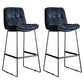 Scandinavian Low Back Coffee Shop Matte Finish Upholstered Bar Stools Navy Blue 2 Piece Set Bar Stool(30"H) Clearhalo 'Bar Furniture' 'Bar Stools' 'bar_stools' 'furn' 'furn_bar_stools' 'Furniture' 'furniture_bar_stools' 'Kitchen & Dining Furniture' 4985038
