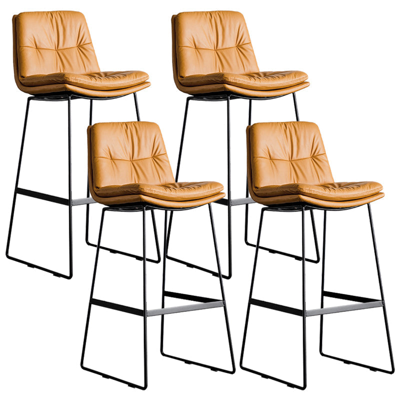 Scandinavian Low Back Coffee Shop Matte Finish Upholstered Bar Stools Orange 4 Piece Set Bar Stool(30"H) Clearhalo 'Bar Furniture' 'Bar Stools' 'bar_stools' 'furn' 'furn_bar_stools' 'Furniture' 'furniture_bar_stools' 'Kitchen & Dining Furniture' 4985044