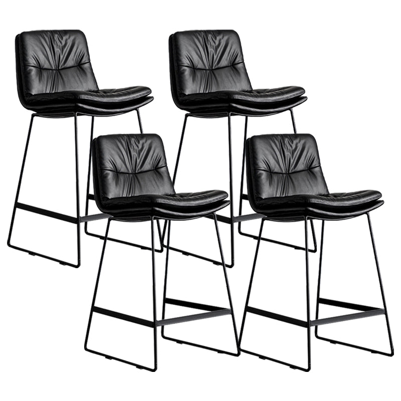 Scandinavian Low Back Coffee Shop Matte Finish Upholstered Bar Stools Black 4 Piece Set Counter Stool(26"H) Clearhalo 'Bar Furniture' 'Bar Stools' 'bar_stools' 'furn' 'furn_bar_stools' 'Furniture' 'furniture_bar_stools' 'Kitchen & Dining Furniture' 4985056