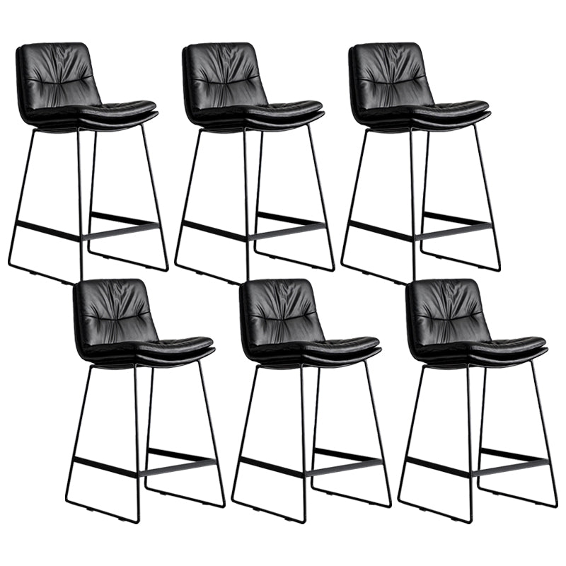 Scandinavian Low Back Coffee Shop Matte Finish Upholstered Bar Stools Black 6 Piece Set Counter Stool(26"H) Clearhalo 'Bar Furniture' 'Bar Stools' 'bar_stools' 'furn' 'furn_bar_stools' 'Furniture' 'furniture_bar_stools' 'Kitchen & Dining Furniture' 4985057