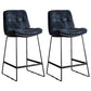 Scandinavian Low Back Coffee Shop Matte Finish Upholstered Bar Stools Navy Blue 2 Piece Set Counter Stool(26"H) Clearhalo 'Bar Furniture' 'Bar Stools' 'bar_stools' 'furn' 'furn_bar_stools' 'Furniture' 'furniture_bar_stools' 'Kitchen & Dining Furniture' 4985062