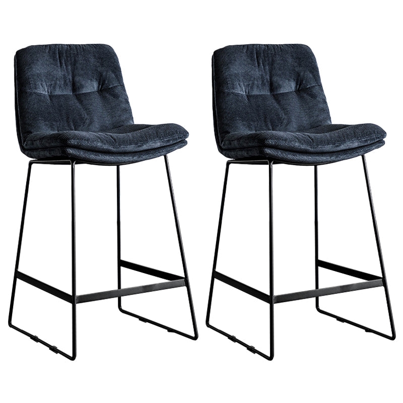 Scandinavian Low Back Coffee Shop Matte Finish Upholstered Bar Stools Navy Blue 2 Piece Set Counter Stool(26"H) Clearhalo 'Bar Furniture' 'Bar Stools' 'bar_stools' 'furn' 'furn_bar_stools' 'Furniture' 'furniture_bar_stools' 'Kitchen & Dining Furniture' 4985062