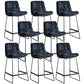 Scandinavian Low Back Coffee Shop Matte Finish Upholstered Bar Stools Navy Blue 8 Piece Set Counter Stool(26"H) Clearhalo 'Bar Furniture' 'Bar Stools' 'bar_stools' 'furn' 'furn_bar_stools' 'Furniture' 'furniture_bar_stools' 'Kitchen & Dining Furniture' 4985063