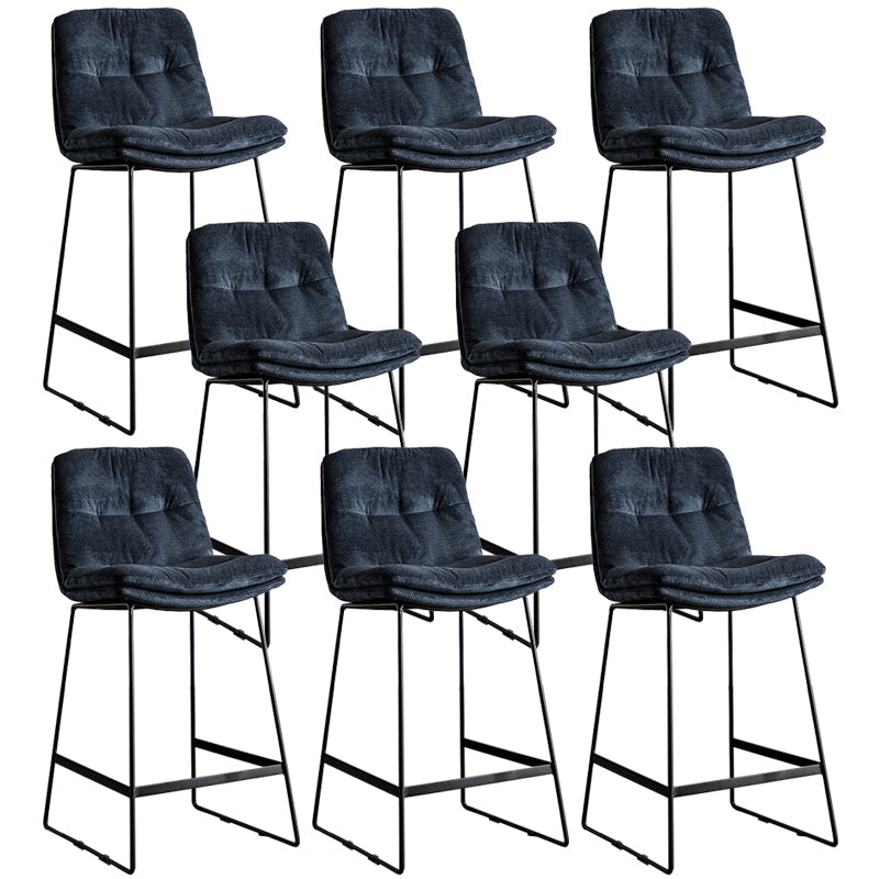 Scandinavian Low Back Coffee Shop Matte Finish Upholstered Bar Stools Navy Blue 8 Piece Set Counter Stool(26"H) Clearhalo 'Bar Furniture' 'Bar Stools' 'bar_stools' 'furn' 'furn_bar_stools' 'Furniture' 'furniture_bar_stools' 'Kitchen & Dining Furniture' 4985063