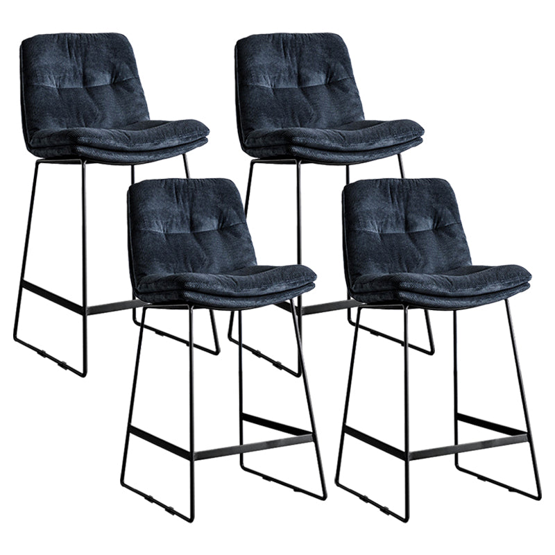 Scandinavian Low Back Coffee Shop Matte Finish Upholstered Bar Stools Navy Blue 4 Piece Set Counter Stool(26"H) Clearhalo 'Bar Furniture' 'Bar Stools' 'bar_stools' 'furn' 'furn_bar_stools' 'Furniture' 'furniture_bar_stools' 'Kitchen & Dining Furniture' 4985064