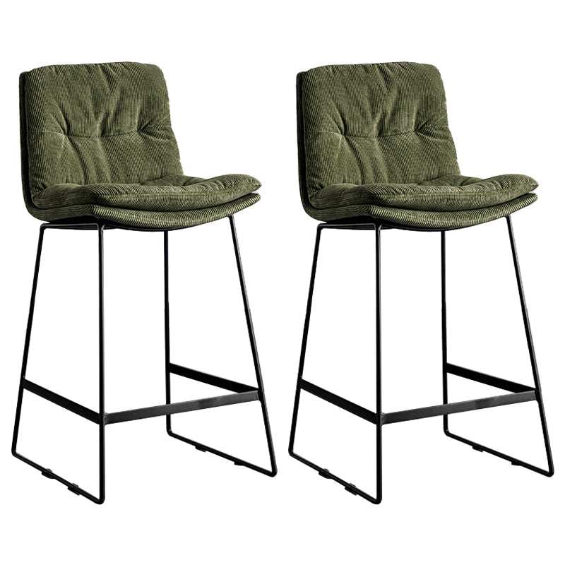 Scandinavian Low Back Coffee Shop Matte Finish Upholstered Bar Stools Green 2 Piece Set Counter Stool(26"H) Clearhalo 'Bar Furniture' 'Bar Stools' 'bar_stools' 'furn' 'furn_bar_stools' 'Furniture' 'furniture_bar_stools' 'Kitchen & Dining Furniture' 4985066