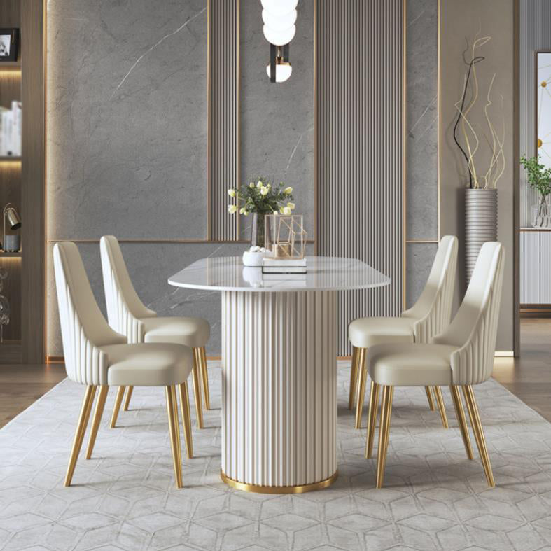 Glam 1/2/5/6/7/8 Pieces Dining Set Sintered Stone Dining Table Set Clearhalo 'Dining Room Sets' 'Dining Tables & Seating' 'dining_room_set' 'furn' 'furn_dining_room_set' 'Furniture' 'furniture_dining_room_set' 'Kitchen & Dining Furniture' 4985090