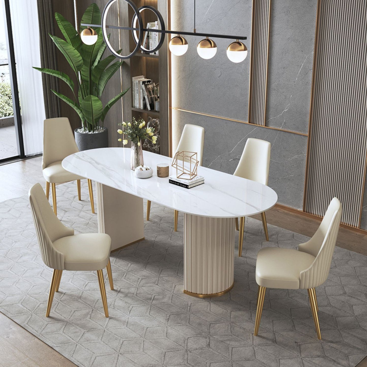 Glam 1/2/5/6/7/8 Pieces Dining Set Sintered Stone Dining Table Set Clearhalo 'Dining Room Sets' 'Dining Tables & Seating' 'dining_room_set' 'furn' 'furn_dining_room_set' 'Furniture' 'furniture_dining_room_set' 'Kitchen & Dining Furniture' 4985096