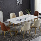 Luxury 1/4/5/7 Pieces Dining Set Sintered Stone Top Dining Table with Leather Chairs 7 Pieces: Table, 4 White+2 Orange Chairs Clearhalo 'Dining Room Sets' 'Dining Tables & Seating' 'dining_room_set' 'furn' 'furn_dining_room_set' 'Furniture' 'furniture_dining_room_set' 'Kitchen & Dining Furniture' 4985106