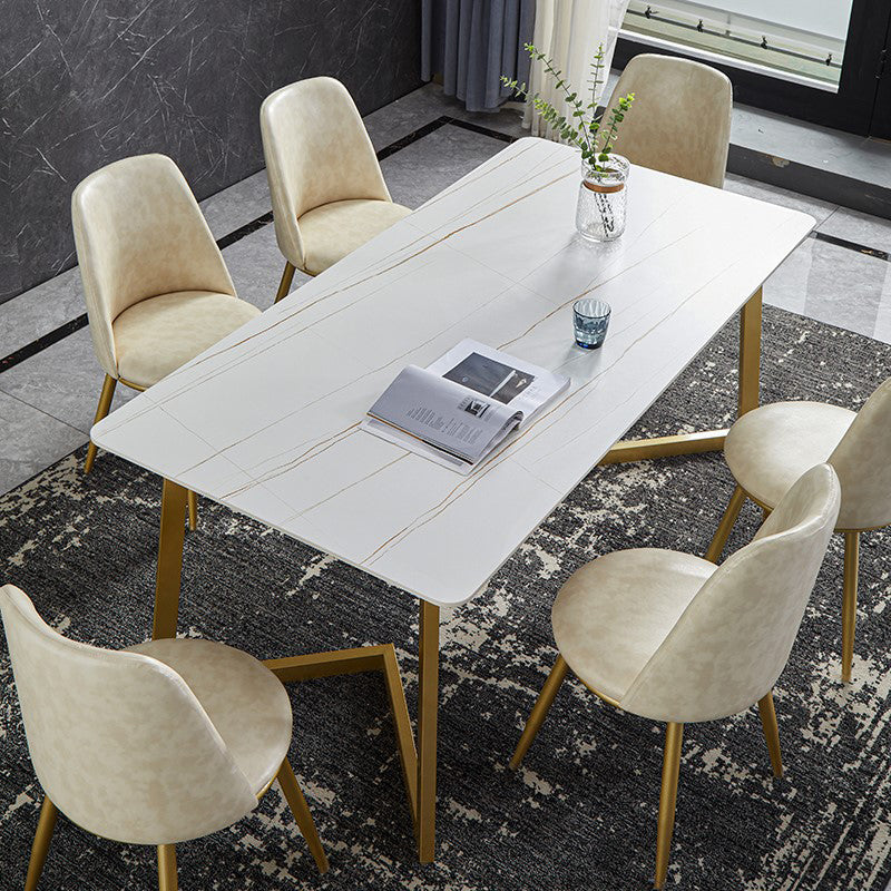 Luxury 1/4/5/7 Pieces Dining Set Sintered Stone Top Dining Table with Leather Chairs Clearhalo 'Dining Room Sets' 'Dining Tables & Seating' 'dining_room_set' 'furn' 'furn_dining_room_set' 'Furniture' 'furniture_dining_room_set' 'Kitchen & Dining Furniture' 4985108
