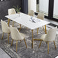Luxury 1/4/5/7 Pieces Dining Set Sintered Stone Top Dining Table with Leather Chairs 7 Pieces: Table, 6 White Chairs Clearhalo 'Dining Room Sets' 'Dining Tables & Seating' 'dining_room_set' 'furn' 'furn_dining_room_set' 'Furniture' 'furniture_dining_room_set' 'Kitchen & Dining Furniture' 4985112