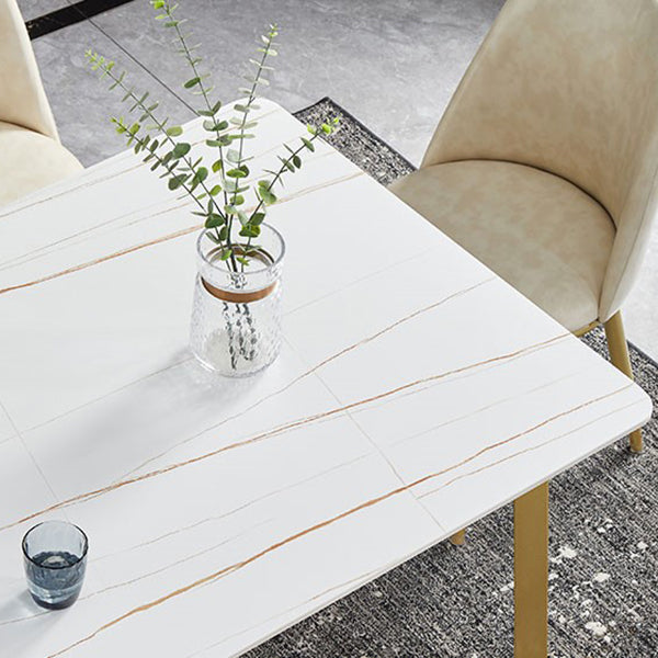 Luxury 1/4/5/7 Pieces Dining Set Sintered Stone Top Dining Table with Leather Chairs Clearhalo 'Dining Room Sets' 'Dining Tables & Seating' 'dining_room_set' 'furn' 'furn_dining_room_set' 'Furniture' 'furniture_dining_room_set' 'Kitchen & Dining Furniture' 4985115