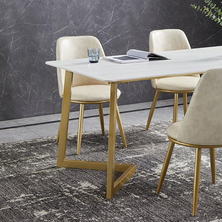 Luxury 1/4/5/7 Pieces Dining Set Sintered Stone Top Dining Table with Leather Chairs Clearhalo 'Dining Room Sets' 'Dining Tables & Seating' 'dining_room_set' 'furn' 'furn_dining_room_set' 'Furniture' 'furniture_dining_room_set' 'Kitchen & Dining Furniture' 4985116