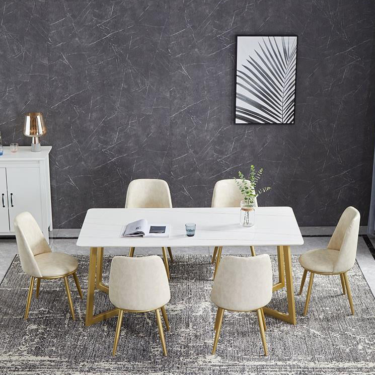 Luxury 1/4/5/7 Pieces Dining Set Sintered Stone Top Dining Table with Leather Chairs Clearhalo 'Dining Room Sets' 'Dining Tables & Seating' 'dining_room_set' 'furn' 'furn_dining_room_set' 'Furniture' 'furniture_dining_room_set' 'Kitchen & Dining Furniture' 4985122