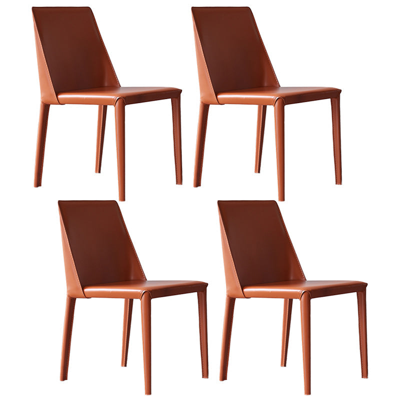 Contemporary 1/4/5 Pieces Dining Set Metal Dining Table Set for Home Use 4 Orange Chairs Clearhalo 'Dining Room Sets' 'Dining Tables & Seating' 'dining_room_set' 'furn' 'furn_dining_room_set' 'Furniture' 'furniture_dining_room_set' 'Kitchen & Dining Furniture' 4985132