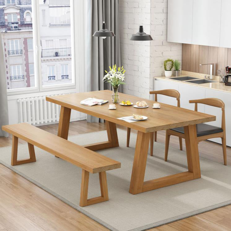 Modern Style 1/4/6 Pieces Dining Bench Set Solid Wood Dining Table and Chairs Clearhalo 'Dining Room Sets' 'Dining Tables & Seating' 'dining_room_set' 'furn' 'furn_dining_room_set' 'Furniture' 'furniture_dining_room_set' 'Kitchen & Dining Furniture' 4985182