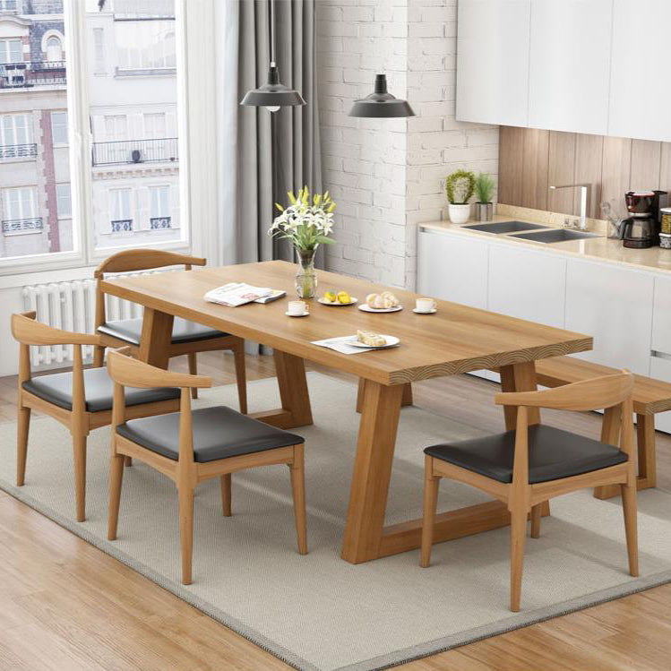 Modern Style 1/4/6 Pieces Dining Bench Set Solid Wood Dining Table and Chairs Clearhalo 'Dining Room Sets' 'Dining Tables & Seating' 'dining_room_set' 'furn' 'furn_dining_room_set' 'Furniture' 'furniture_dining_room_set' 'Kitchen & Dining Furniture' 4985183