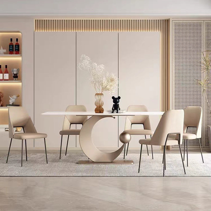 Designer Style 1/2/3/6/7 Pieces Dinette Set Sintered Stone Dining Table 6 Pieces: Table, 5 Chairs Clearhalo 'Dining Room Sets' 'Dining Tables & Seating' 'dining_room_set' 'furn' 'furn_dining_room_set' 'Furniture' 'furniture_dining_room_set' 'Kitchen & Dining Furniture' 4985241