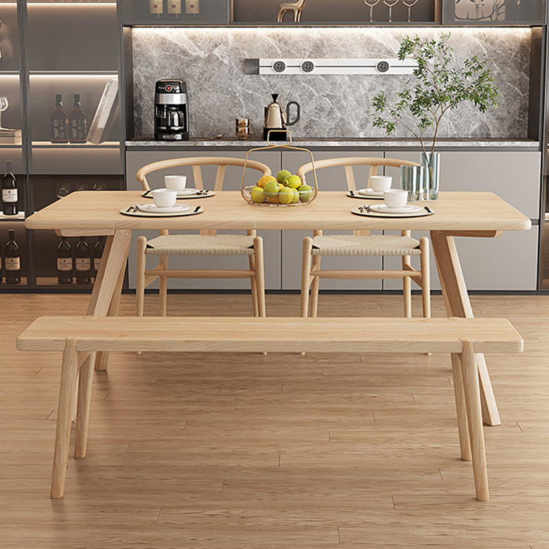 Modern 1/4/5 Pieces Dining Set Rectangle Pine Wood Dining Table for Kitchen 4 Pieces: Table, 2 Chairs, 1 Bench Clearhalo 'Dining Room Sets' 'Dining Tables & Seating' 'dining_room_set' 'furn' 'furn_dining_room_set' 'Furniture' 'furniture_dining_room_set' 'Kitchen & Dining Furniture' 4985280