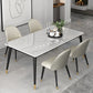 Glam Steel Dinette Set 1/4/5/7 Pieces Rectangle White Sintered Stone Top Dining Table Set 5 Pieces: Table, 4 Beige Chairs Clearhalo 'Dining Room Sets' 'Dining Tables & Seating' 'dining_room_set' 'furn' 'furn_dining_room_set' 'Furniture' 'furniture_dining_room_set' 'Kitchen & Dining Furniture' 4985301