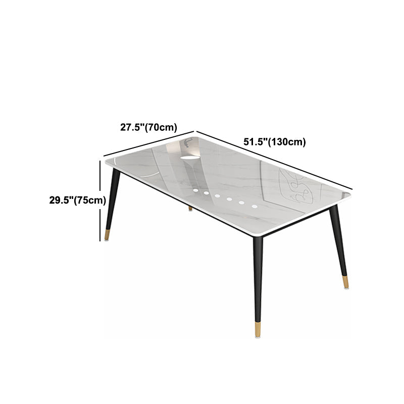 Glam Steel Dinette Set 1/4/5/7 Pieces Rectangle White Sintered Stone Top Dining Table Set Clearhalo 'Dining Room Sets' 'Dining Tables & Seating' 'dining_room_set' 'furn' 'furn_dining_room_set' 'Furniture' 'furniture_dining_room_set' 'Kitchen & Dining Furniture' 4985310