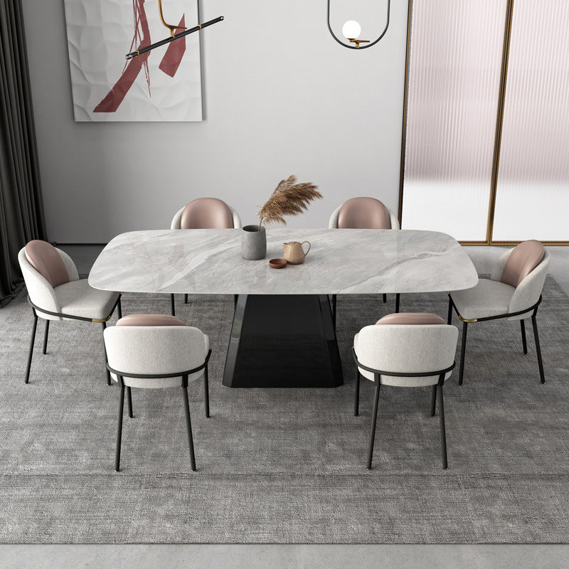 Modern Sintered Stone Dining Table Set 1/5/6/7 Pieces Dining Set for Home Use 7 Pieces: Table, 6 Chairs Clearhalo 'Dining Room Sets' 'Dining Tables & Seating' 'dining_room_set' 'furn' 'furn_dining_room_set' 'Furniture' 'furniture_dining_room_set' 'Kitchen & Dining Furniture' 4985314