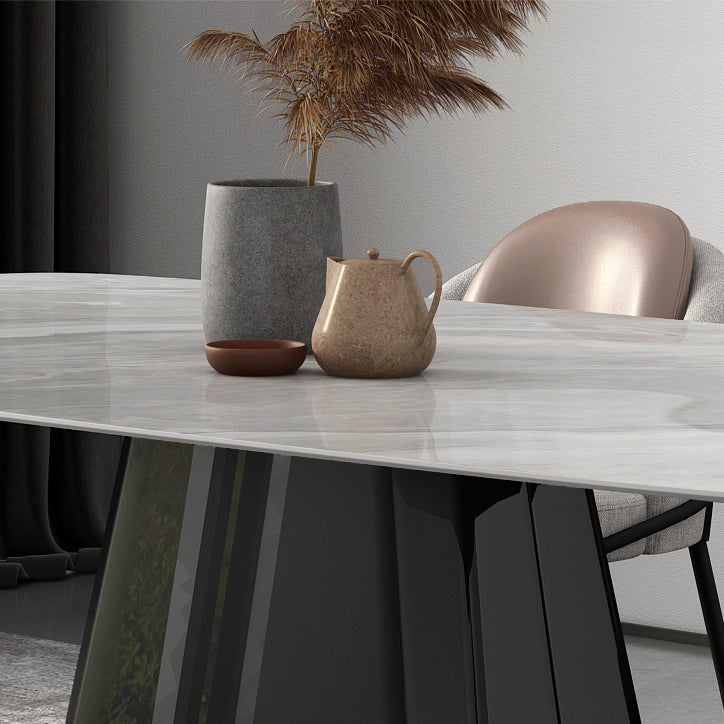 Modern Sintered Stone Dining Table Set 1/5/6/7 Pieces Dining Set for Home Use Clearhalo 'Dining Room Sets' 'Dining Tables & Seating' 'dining_room_set' 'furn' 'furn_dining_room_set' 'Furniture' 'furniture_dining_room_set' 'Kitchen & Dining Furniture' 4985321