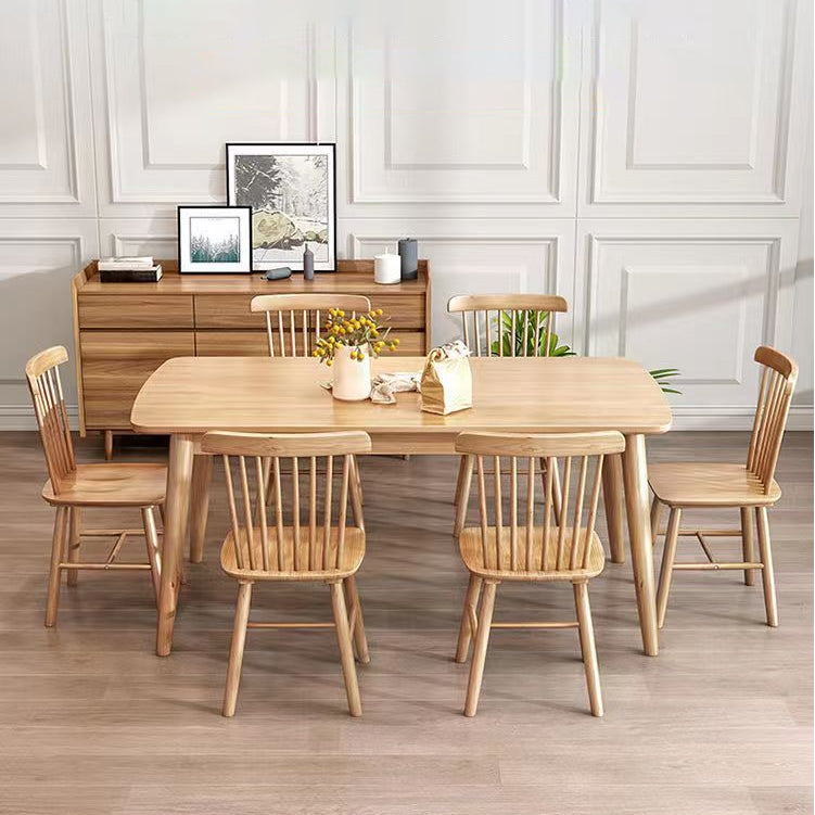 Modern Rubber Wood Dinette Set 1/2/5/7 Pieces Rectangle Beige Dining Table Set Clearhalo 'Dining Room Sets' 'Dining Tables & Seating' 'dining_room_set' 'furn' 'furn_dining_room_set' 'Furniture' 'furniture_dining_room_set' 'Kitchen & Dining Furniture' 4985335