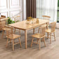 Modern Rubber Wood Dinette Set 1/2/5/7 Pieces Rectangle Beige Dining Table Set 7 Pieces: Table, 6 Chairs Clearhalo 'Dining Room Sets' 'Dining Tables & Seating' 'dining_room_set' 'furn' 'furn_dining_room_set' 'Furniture' 'furniture_dining_room_set' 'Kitchen & Dining Furniture' 4985336