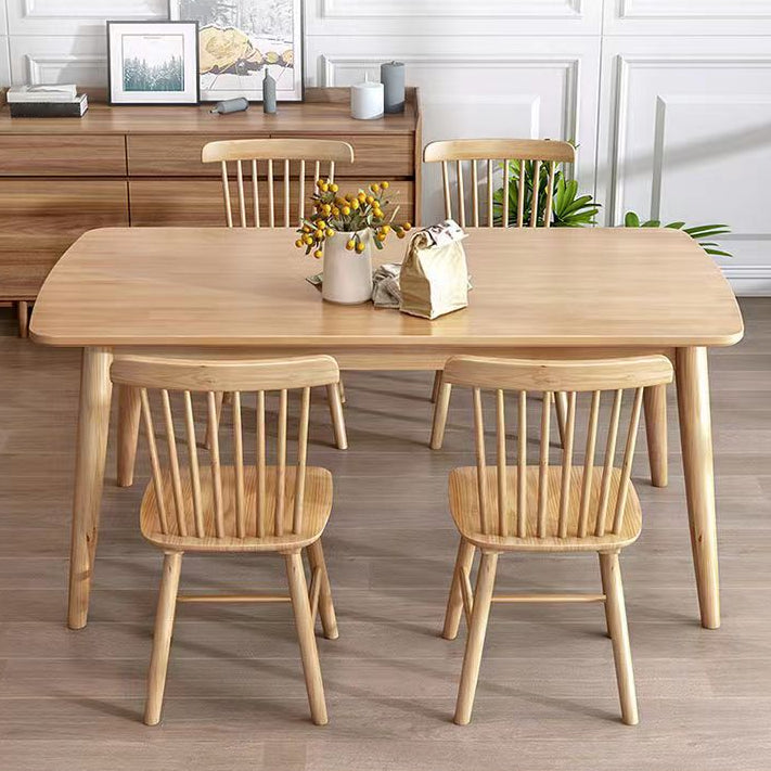 Modern Rubber Wood Dinette Set 1/2/5/7 Pieces Rectangle Beige Dining Table Set Clearhalo 'Dining Room Sets' 'Dining Tables & Seating' 'dining_room_set' 'furn' 'furn_dining_room_set' 'Furniture' 'furniture_dining_room_set' 'Kitchen & Dining Furniture' 4985337