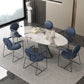 Modern Style Sintered Stone Dining Table Set 1/3/4/7 Pieces Dining Set 7 Pieces: Table, 6 Chairs Clearhalo 'Dining Room Sets' 'Dining Tables & Seating' 'dining_room_set' 'furn' 'furn_dining_room_set' 'Furniture' 'furniture_dining_room_set' 'Kitchen & Dining Furniture' 4985352