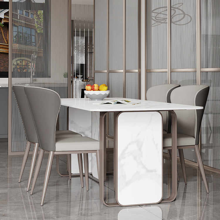 Designer Style Sintered Stone Dining Set Rectangle 1/3/4/5 Pieces Dining Table with Chairs 5 Pieces: Table, 4 Chairs Clearhalo 'Dining Room Sets' 'Dining Tables & Seating' 'dining_room_set' 'furn' 'furn_dining_room_set' 'Furniture' 'furniture_dining_room_set' 'Kitchen & Dining Furniture' 4985367