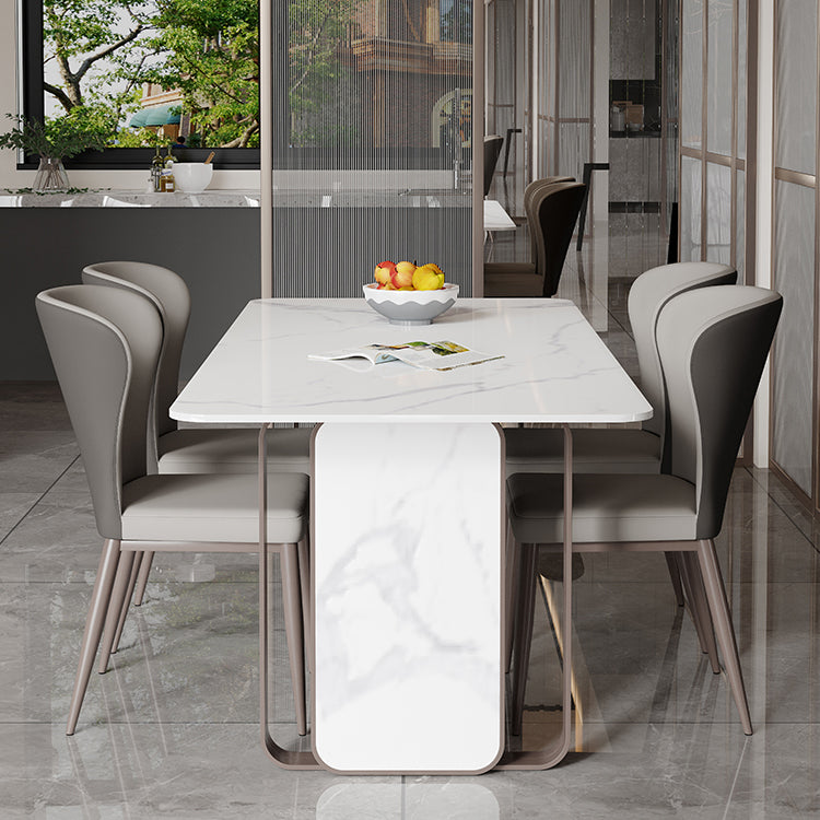 Designer Style Sintered Stone Dining Set Rectangle 1/3/4/5 Pieces Dining Table with Chairs Clearhalo 'Dining Room Sets' 'Dining Tables & Seating' 'dining_room_set' 'furn' 'furn_dining_room_set' 'Furniture' 'furniture_dining_room_set' 'Kitchen & Dining Furniture' 4985368