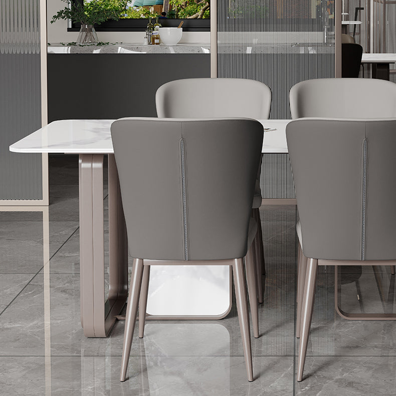 Designer Style Sintered Stone Dining Set Rectangle 1/3/4/5 Pieces Dining Table with Chairs Clearhalo 'Dining Room Sets' 'Dining Tables & Seating' 'dining_room_set' 'furn' 'furn_dining_room_set' 'Furniture' 'furniture_dining_room_set' 'Kitchen & Dining Furniture' 4985372
