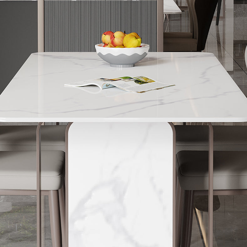 Designer Style Sintered Stone Dining Set Rectangle 1/3/4/5 Pieces Dining Table with Chairs Clearhalo 'Dining Room Sets' 'Dining Tables & Seating' 'dining_room_set' 'furn' 'furn_dining_room_set' 'Furniture' 'furniture_dining_room_set' 'Kitchen & Dining Furniture' 4985373