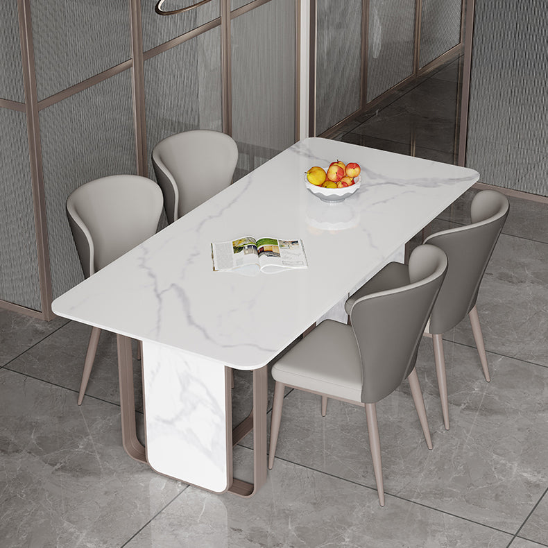 Designer Style Sintered Stone Dining Set Rectangle 1/3/4/5 Pieces Dining Table with Chairs Clearhalo 'Dining Room Sets' 'Dining Tables & Seating' 'dining_room_set' 'furn' 'furn_dining_room_set' 'Furniture' 'furniture_dining_room_set' 'Kitchen & Dining Furniture' 4985375