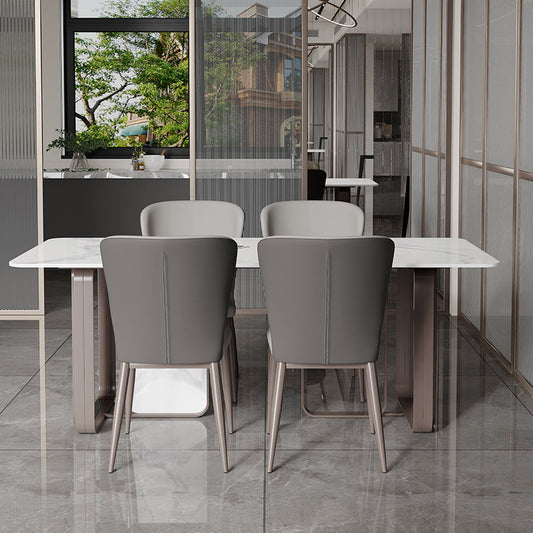 Designer Style Sintered Stone Dining Set Rectangle 1/3/4/5 Pieces Dining Table with Chairs Clearhalo 'Dining Room Sets' 'Dining Tables & Seating' 'dining_room_set' 'furn' 'furn_dining_room_set' 'Furniture' 'furniture_dining_room_set' 'Kitchen & Dining Furniture' 4985376