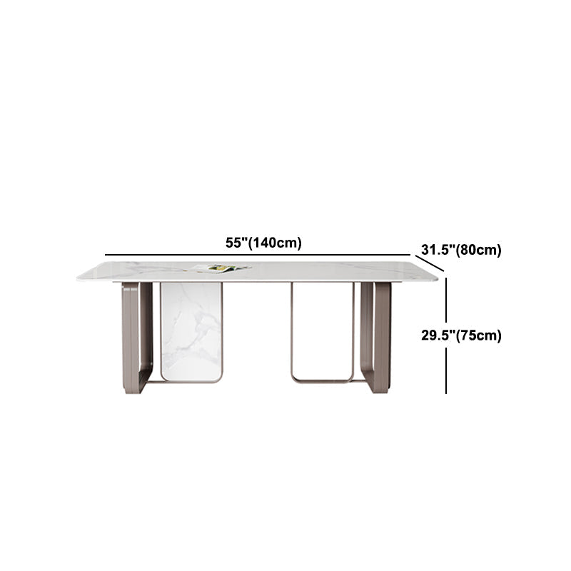 Designer Style Sintered Stone Dining Set Rectangle 1/3/4/5 Pieces Dining Table with Chairs Clearhalo 'Dining Room Sets' 'Dining Tables & Seating' 'dining_room_set' 'furn' 'furn_dining_room_set' 'Furniture' 'furniture_dining_room_set' 'Kitchen & Dining Furniture' 4985379